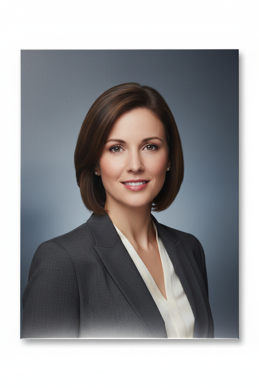 A 12x18 aluminum sublimation poster with a person portrait