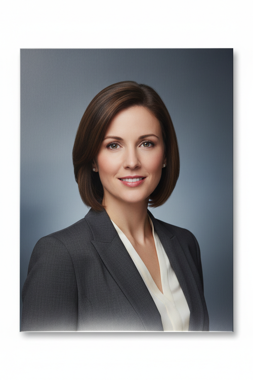 A 12x18 aluminum sublimation poster with a person portrait